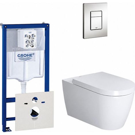 Duravit ME by Starck Pack WC avec réservoir encastrable, cuvette murale compact à fond creux avec abattant frein de chute et plaque de commande (1/4)