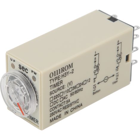 Minuterie temporisée H3Y-2, relais temporisé à 8 broches, minuterie à cadran 01 seconde, 5 A, usage multiple (110 V CA) (1/5)