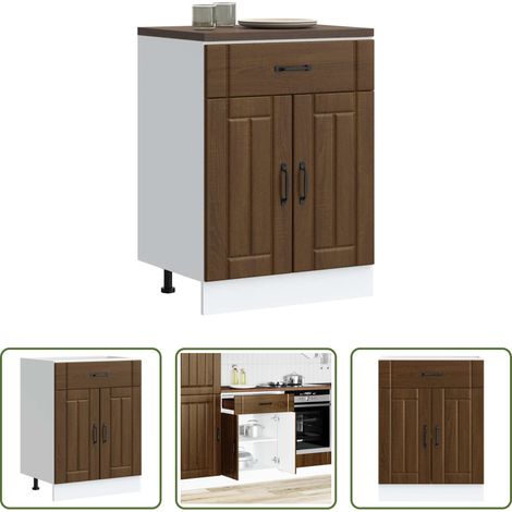 vidaXL Holzwerkstoff - Küchen-Unterschrank Lucca Braun Eichen-Optik Holzwerkstoff (1/5)