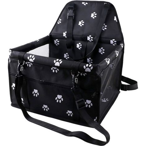 Siège rehausseur de voiture renforcé pour chien et chat, sac de transport portable et respirant avec ceinture de sécurité, laisse à clip et emballage de rangement inclus. (1/5)