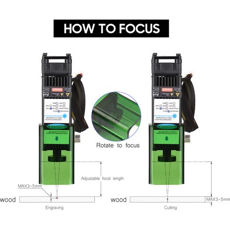 Module laser 450 nm 10 W avec couvercle de protection, longueur focale réglable, tête de gravure, graveur haute vitesse, imprimante 3D, routeur CNC pour bricolage, artisanat, bois, cuir, tissu, découp (1/5)
