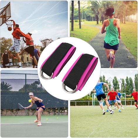 1 Paire de chevillères lestées en D, équipement de fitness avec élastique de musculation (inclut sac de transport, couleur rose argenté et blanc)