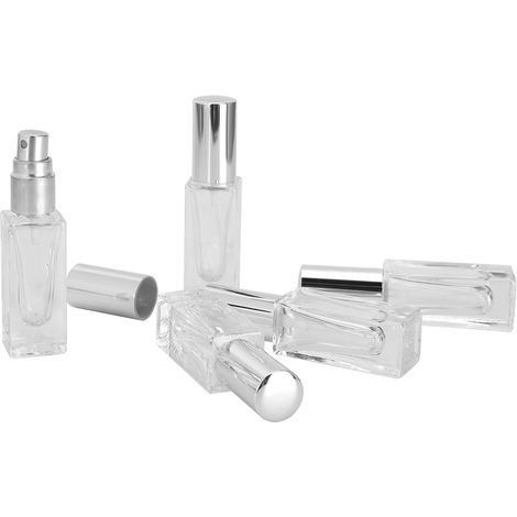 Flacon vaporisateur de parfum vide en verre de 5 ml, rechargeable, pour voyage et portable (embout argenté de 6 ml). (1/5)