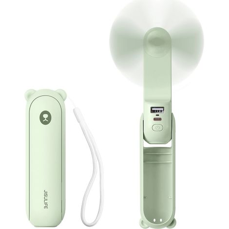Mini-Ventilator mit Powerbank-Funktion und Taschenlampe, faltbar, 4500 mAh, USB-C – grün (1/3)
