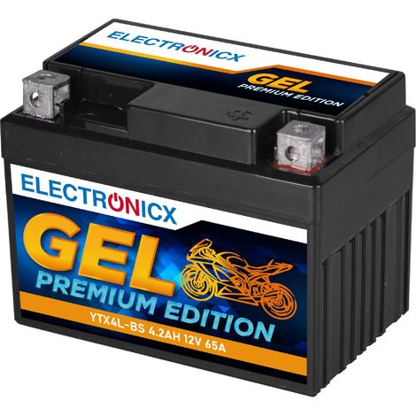 Electronicx GEL Motorradbatterie 12V 4Ah – Roller 50314, CBTX4L-BS, GT4L-BS, YTX4L-BS kompatibel - Premium Batterie 12V Wartungsfrei - Versand DE