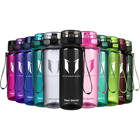Trinkflasche Tritan BPA frei Sportflasche 500 ml Glossy Schwarz (1/5)