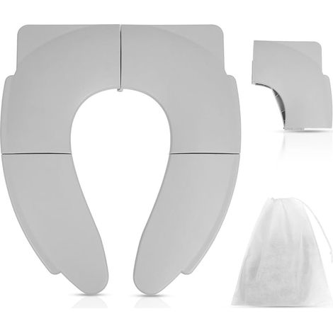 Bébé Réducteur de Toilette, Antidérapant Siège Pliable de Toilette, Siège de Toilette de Voyage pour Enfants, Apprendre à Faire sur Le Pot, Livré avec Sac de Rangement-Gris (1/5)