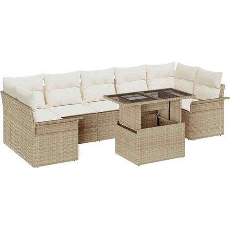 Maison Exclusive - Set Divano da Giardino 8 pcs Beige Rattan in Polipropilene