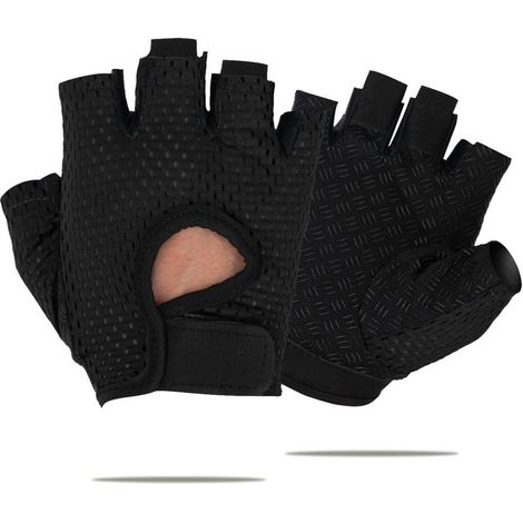 Paire de gants de fitness à demi-dos, anti-dérapants et respirants en polyester, accessoires de gym, taille S, noir (1/4)