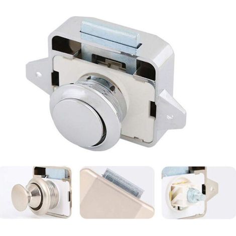 Tigrezy Bouton poussoir Loquet - sans clé Serrure de meuble Fermoir Bouton de porte de placard pour RV caravane de moteur 5 pièces Argent (1/4)
