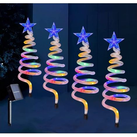 Sapin de Noel Artificiel Solaire, Decoration Noel Exterieur Solaire Sapin, Lumiere Solaire Exterieur Jardin, Guirlande Lumineuse Exterieure Solaire Noel, Deco Noel Arbre Lumineux LED (Couleur) [Classe (1/2)