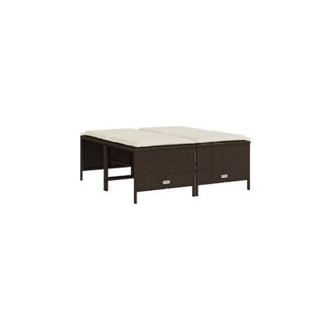 Tabourets de jardin avec coussins lot de 4 marron poly rotin (1/5)
