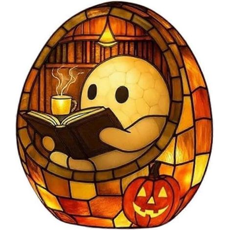 Lampe fantôme lisant un livre - Décoration d'Halloween - Veilleuse fantôme clignotante (1/5)