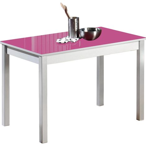 Table de Cuisine, métal, Fuchsia, 90 x 50 cm (1/2)