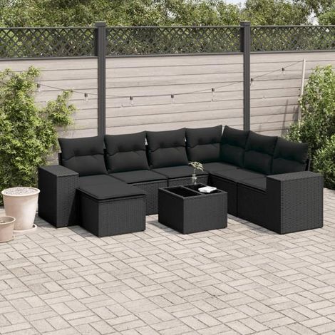 Salon de jardin - FAF7291712421600 - Noir - Résine tressée - 8 personnes (1/3)