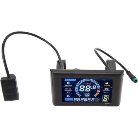 Panneau d'affichage LCD S966 pour vélo électrique 24/72 V, facile à installer, léger et étanche, pour guidons de 22,2 mm (0,9 pouce). (1/5)