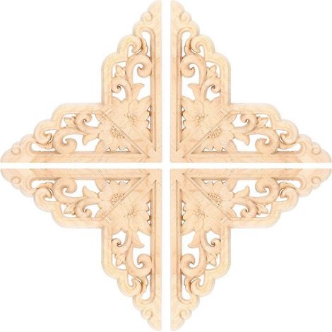 4 Coins Ornement Bois Sculpté Applique Décorative Angle Meuble Décoration Maison (1/5)