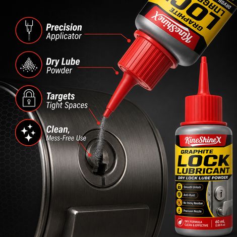 KineShineX Graphite Lock Lubricant, Anti-theft Door Lock, Drawer Slide, Hinge Rust Remover, Lubricating Powder, Smoothing Agent (1/5)