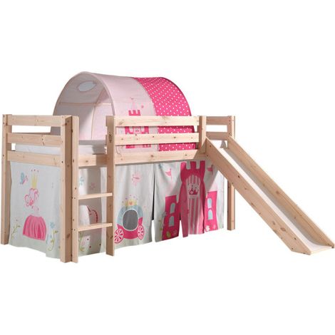 Pack - Lit Enfant, Toboggan, Tente & Tunnel "Pino Princesse" Naturel (1/5)