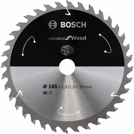 Bosch Professional Disco de sierra circular Standard for Wood (madera, 165 x 20 x 1,5 mm, 36 dientes, accesorio de sierra circular sin cable)