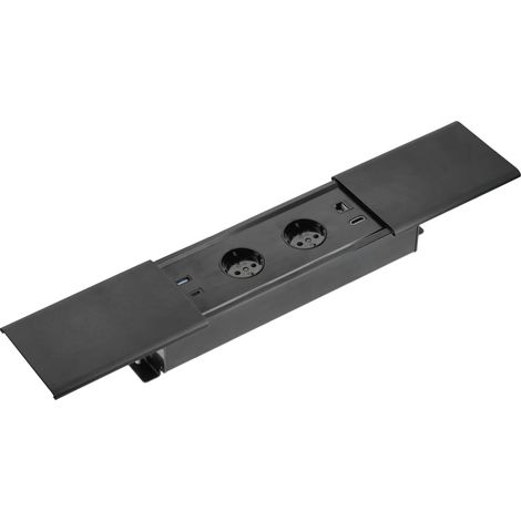 Prise de Meuble, multiprise, 2 Prises Schuko, 1 x USB A, 1 x USB C, 1 x RJ45, 1 x HDMI, Longueur du câble 1,5 m, Couleur Noir, pour Bureau, Plateau de Table, Cuisine et Bureau (1/5)