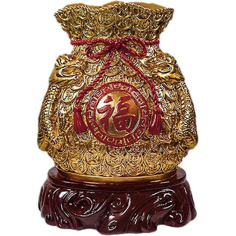 Chinesisches Neujahrs-Feng-Shui-Segensbeutel-Vasen-Dekor-Skulptur Traditionelle Foto-Requisite Statue für Wandregal-Dekoration Mehrzweck-Dark Gold