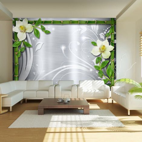 Papier Peint "Bamboo & Two Orchids" 70 x 100 cm (1/2)