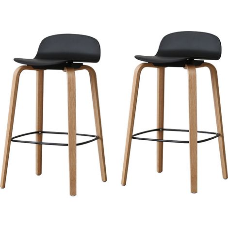 Set di 2 sgabelli da bar neri in stile scandinavo con gambe in metallo - Altezza 76 cm
