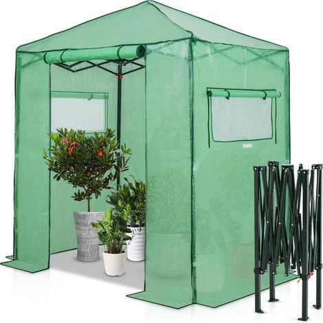 Serre de Jardin Portable en Acier, Pop-Up Rapide, 182 L x 121 l x 226 H cm, Tente abri pour Plantes, PE Couverture avec 1 entrée a Fermeture éclair, 2 fenêtres latérales enroulables, Verte (1/5)