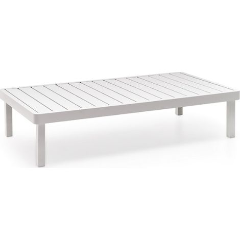 KLULK Tavolino Da Esterno Barbados Con Struttura In Alluminio Verniciato A Polvere Di Poliestere Bianca L 120 x P 75 x H 36 Cm (1/5)