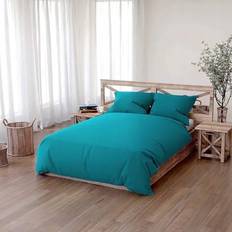 Parure de lit verte 160x200, taies d'oreiller 70x80, lin (1/4)