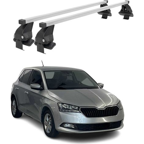 OMAC Dachträger Querträger Stahl für Skoda Fabia III 2014-2021 – Abschließbar – City-Crash-getestet – DIN 75302:2019 – ISO/PAS 11154:2006 – Max. 50 kg Silber (1/5)
