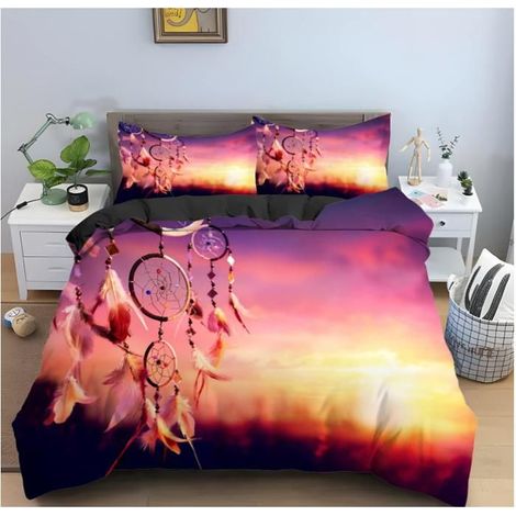 Housse De Couette 220x240 Attrape RêVe Violet +2 Taies d'oreiller 65x65 Cm Doux Respirant Parures De Lit Lisse Luxe Housses - BOB (1/4)