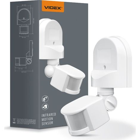 Sensor de movimiento y luz infrarrojo PIR 1200W IP44 móvil blanco Videx (1/4)