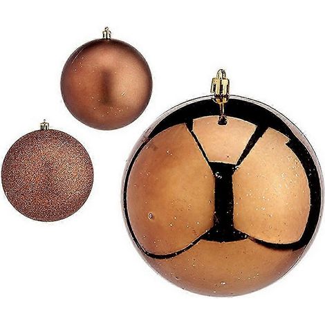 Boules de Noël Krist+ en plastique marron 12 cm, lot de 6