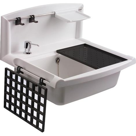 Sanit Ausgussbecken Multiset Weiss Waschtrog Waschbecken Spülbecken Ablageset