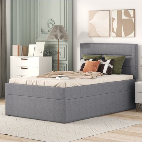 Cama individual con almacenamiento y estilo minimalista OKMYHOME (1/5)