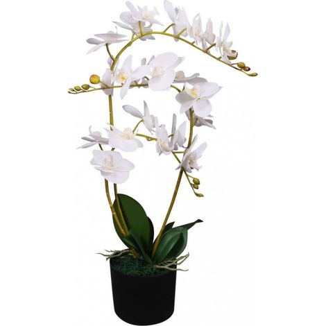 vidaXL Artificial Orchid Plant with Pot 65 cm White