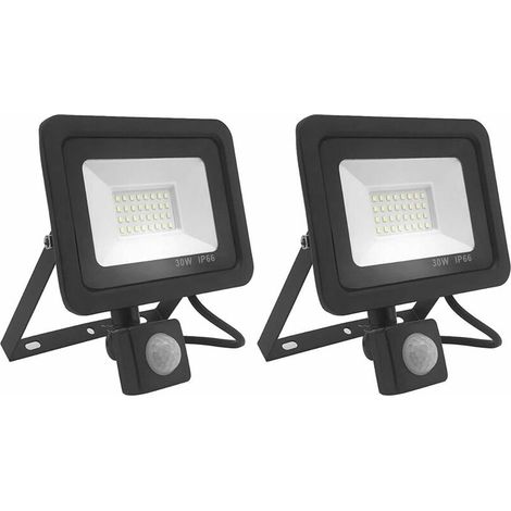 Lot de 2 Projecteur LED 30W avec Détecteur de Mouvement, 2700LM, 6000K, IP66 Etanche, Spot Projecteur Extérieur à LED (1/5)