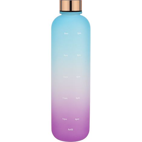 Isolierte Wasserflasche aus mattem Kunststoff mit Farbverlauf für Outdoor-Sport, Reisen, Studenten, trendiges Design, Kupferdeckel, kompakte Größe (1/4)