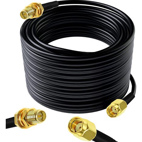 10M Antenne WiFi Extension Câble, Câble d’Extension RP-SMA,Rallonge Antenne WLAN, Câble Coaxial RP-SMA,pour Pont de routeur LAN sans Fil et antenne cellulaire, Pas pour la télévision (1/5)