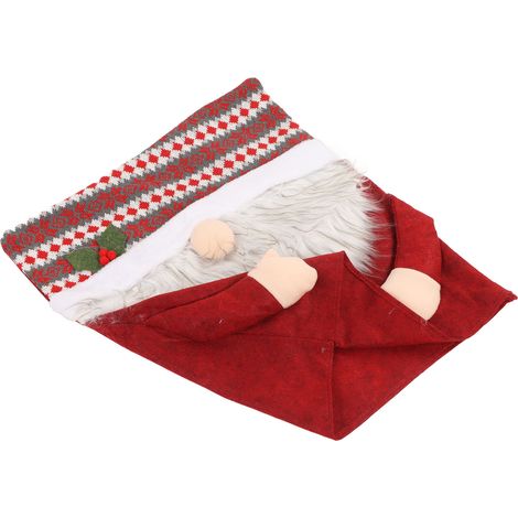 Housses de dossier de chaise de Noël classiques, douces, antidérapantes, infroissables et réutilisables, motif Père Noël (1/5)