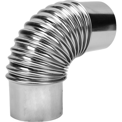 Coude de cheminée en acier inoxydable de 7,5 cm de diamètre pour poêle à bois de camping extérieur, angle de 90° (1/5)