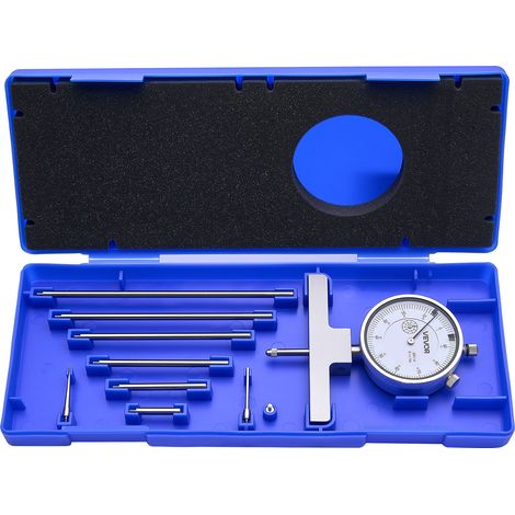 VEVOR Medidor de Profundidad de Alta Precisión, Resolución de 0,001 pulgada, Rango de Medición de 0-22 pulgadas, Kit de Micrómetro con 6 Varillas y 4 Yunques, Herramienta de Medición para Agujeros (1/5)