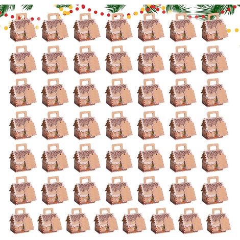 Petites Boîtes De Noël 50 Pièces Conteneur De En Forme De Maison Boîte à Dessert pour les Fêtes Pour Bonbons Chocolat Fournitures De Fête Rassemblement Maison École (1/5)