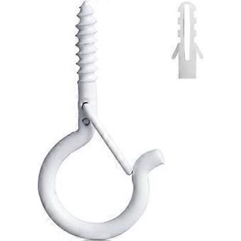 22 crochets de suspension pour luminaires, crochets à vis avec boucle de sécurité (blanc)