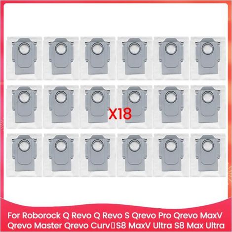 Sacs À Poussière - Pour Robot Aspirateur Roborock Qrevo - Compatible Q Revo Q Revo S Qrevo Pro Qrevo MaxV Qrevo Master Qrevo Curv S8 MaxV Ultra S8 Max Ultra - 18 Pièces (1/5)
