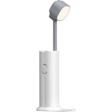Mini batterie externe blanche avec lampe de table LED portable pour l'apprentissage et la lecture, idéale pour les familles (1200 mAh). (1/5)