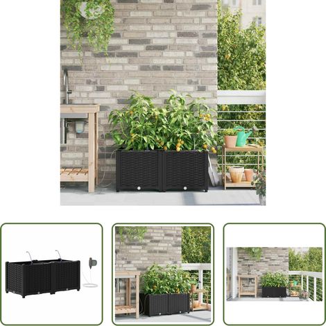 Bewässerung - Garten-Pflanzgefäß 2 pcs Schwarz Stahl (1/5)