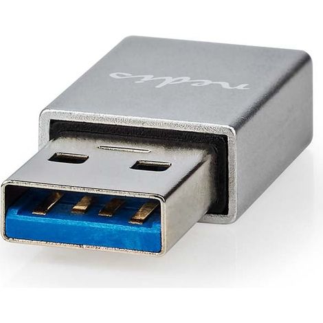 Adaptador usb a usb 32 generacion 1 usb a macho usb c hembra 5 gbps redondo niquelado plata cerrar
